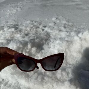 Dolce & Gabbana Maroon Cat-Eye Sunglasses